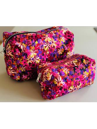 Toiletpung - Lilla/pink m/grafiske blomster- Mellem